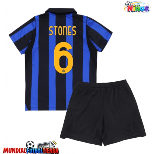 Camiseta Inter Milan John Stones #6 Primera Equipación Replica 2026-27 para niños mangas cortas (+ Pantalones cortos)